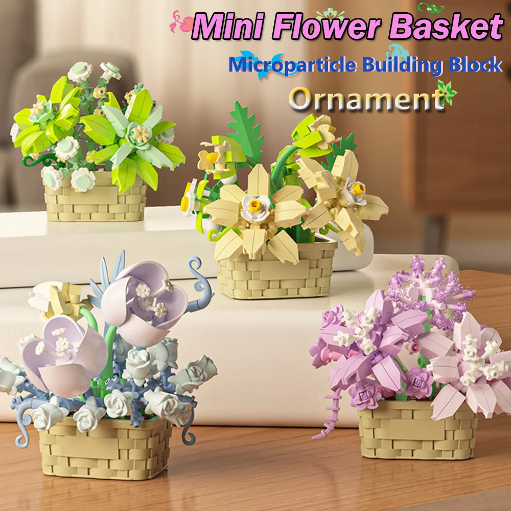 

Eternity Rose Flower/Sunflower Baskets Microparticle Building Blocks Flower Baskets Desktop Decorations Ornaments Blocks Toys