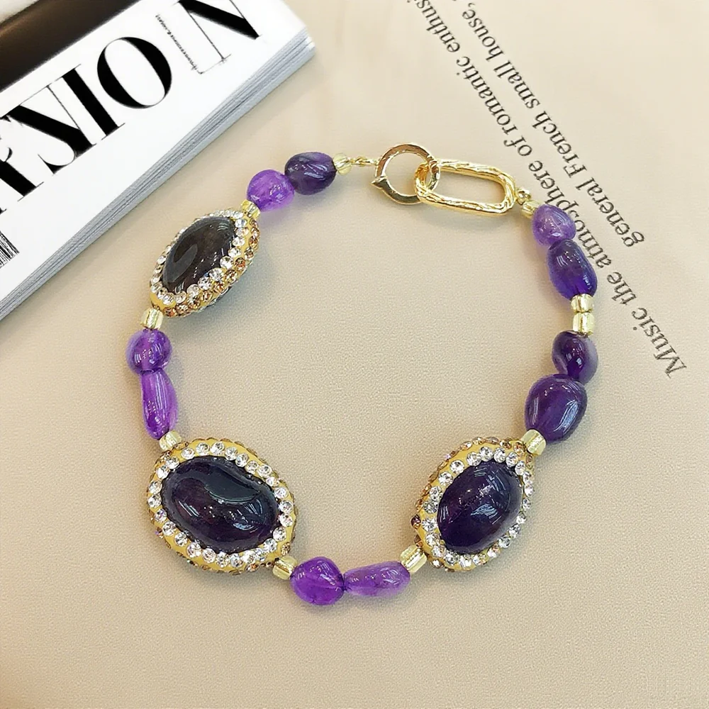 

Natural Rough Amethyst Crystal Stone Strand Necklace Bracelet Earring Rings Jewelry Sets Women Handmade Quartz Energy Healing