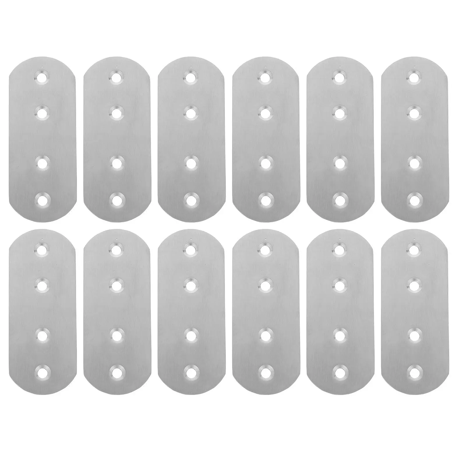 12Pcs Stainless Steel Mending Plates Flat Straight Brace Reinforcement Furniture Joint Connector Repair Plate Cabinet Table