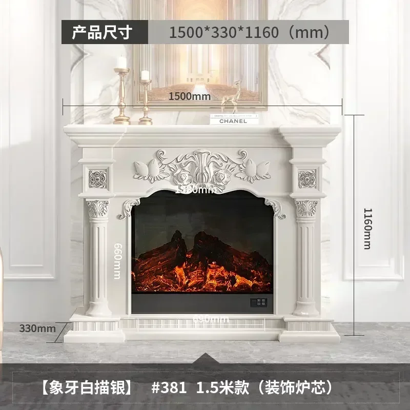 New Arrivals European Stle Fireplace Curio Cabinet Simulation Flame Living Room White Fireplace TV Bench for Bedroom Fireplace M