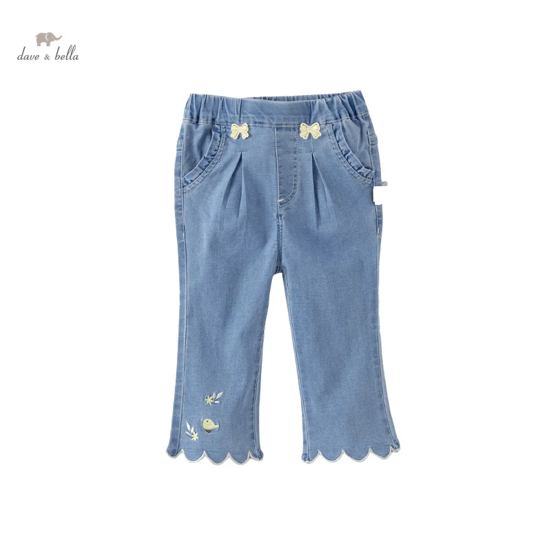 

Dave Bella Children's Jeans 2024 New Spring Girls Cowboy Pants Casual Fashion Sweet Classy Flared Pants Party Outdoor DB1247866