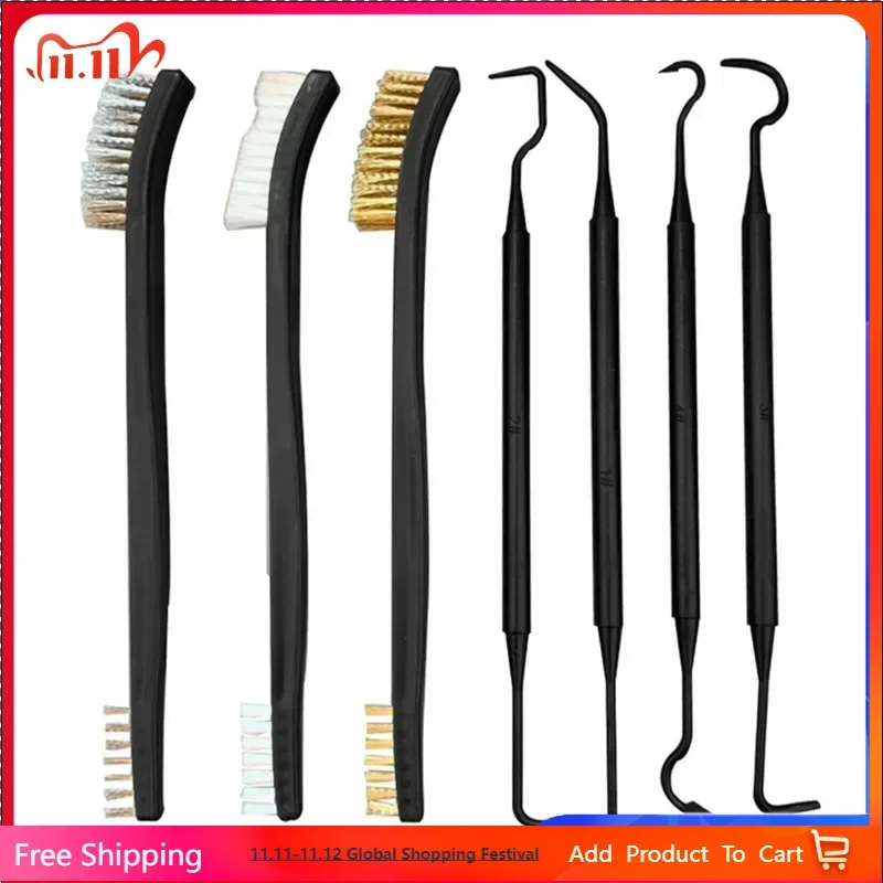

Double-end Steel Wire Brush & Nylon Pick Set Universal Hunting Gun Cleaning Kit Tactical Rifle Gun Cleaning Tools