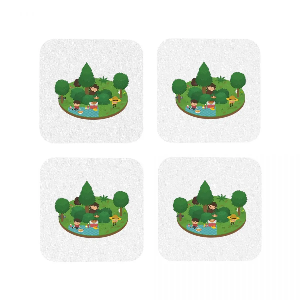 Sneaky Sasquatch Floating Picnic Coasters Kitchen Placemats  Insulation Cup Coffee Mats For Decor Home Tableware Pads Set of 4