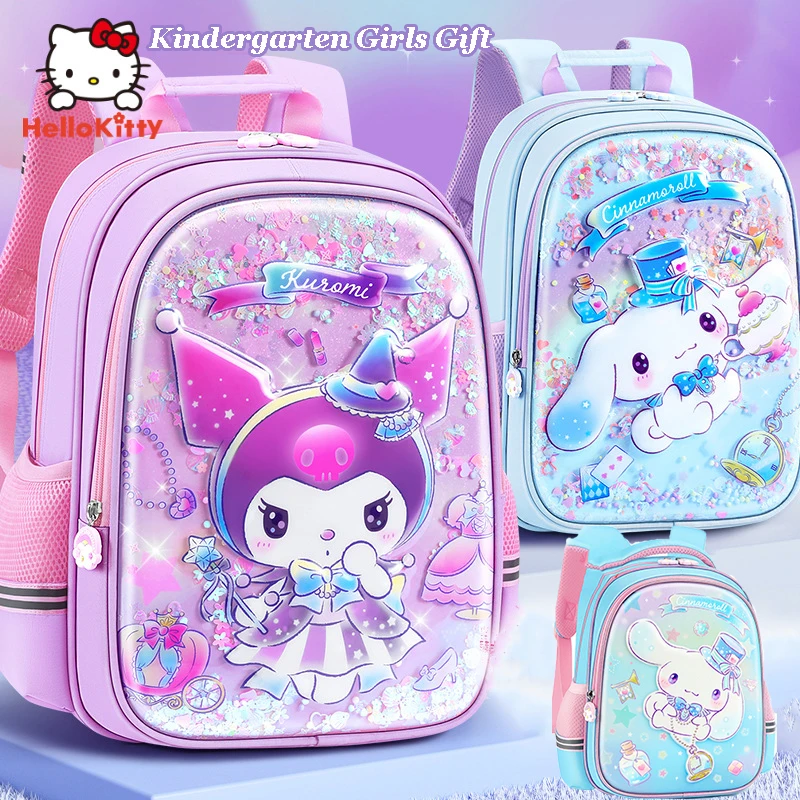 Miniso Kuromi Cinnamoroll Kindergarten Girls Schoolbag Schoolgirl Backpack Children Spine Bag Primary Pupil School Bags Kid Gift