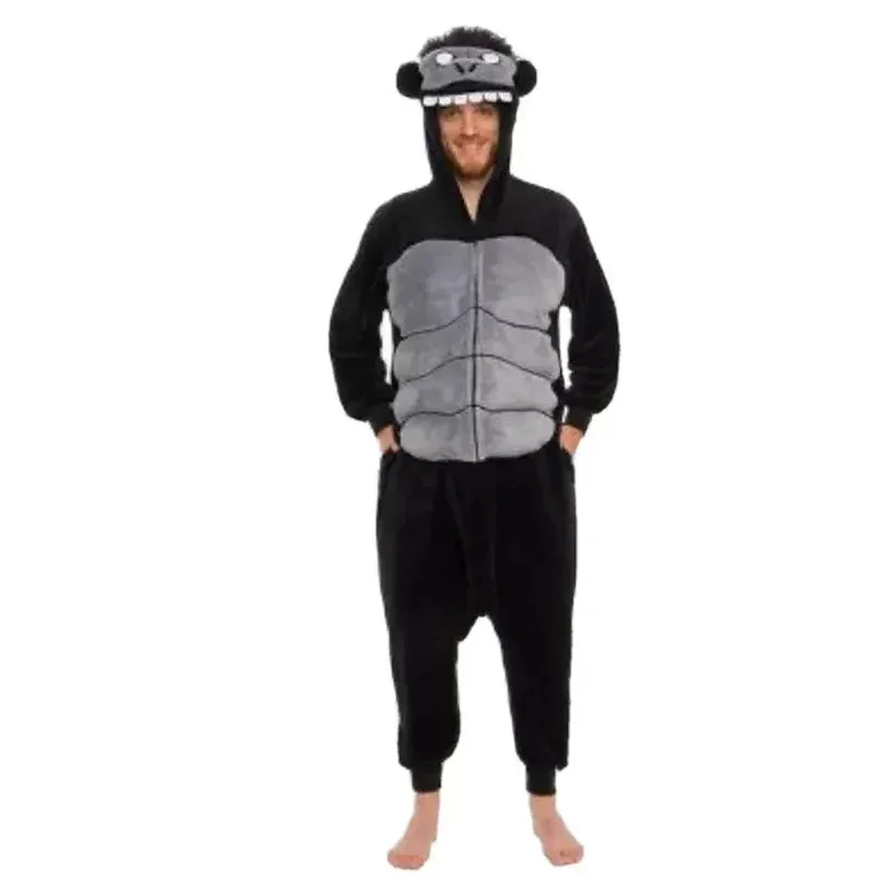 Gorilla Pigiama Per Adulti Kigurumi Tutina Da Uomo Costume Cosplay Per Tutto Il Corpo Intero Pijama Da Uomo di Un Pezzo Degli Indumenti Da Notte Di Natale Per Halloween
