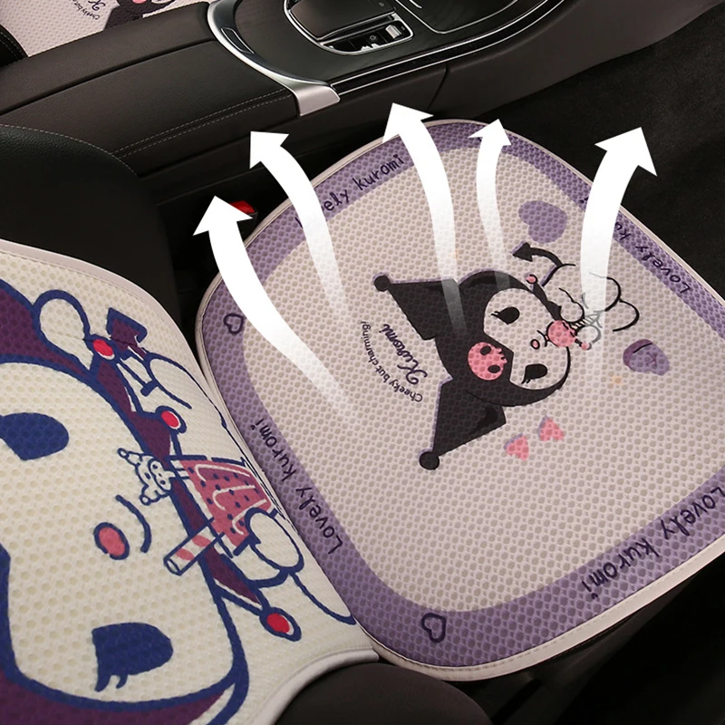 2024 Cute Cartoon Car Seat Cushion Protector Fashion Breathable Ice Silk Car Seat Cushion Cover Anti Slip Interior Accessories