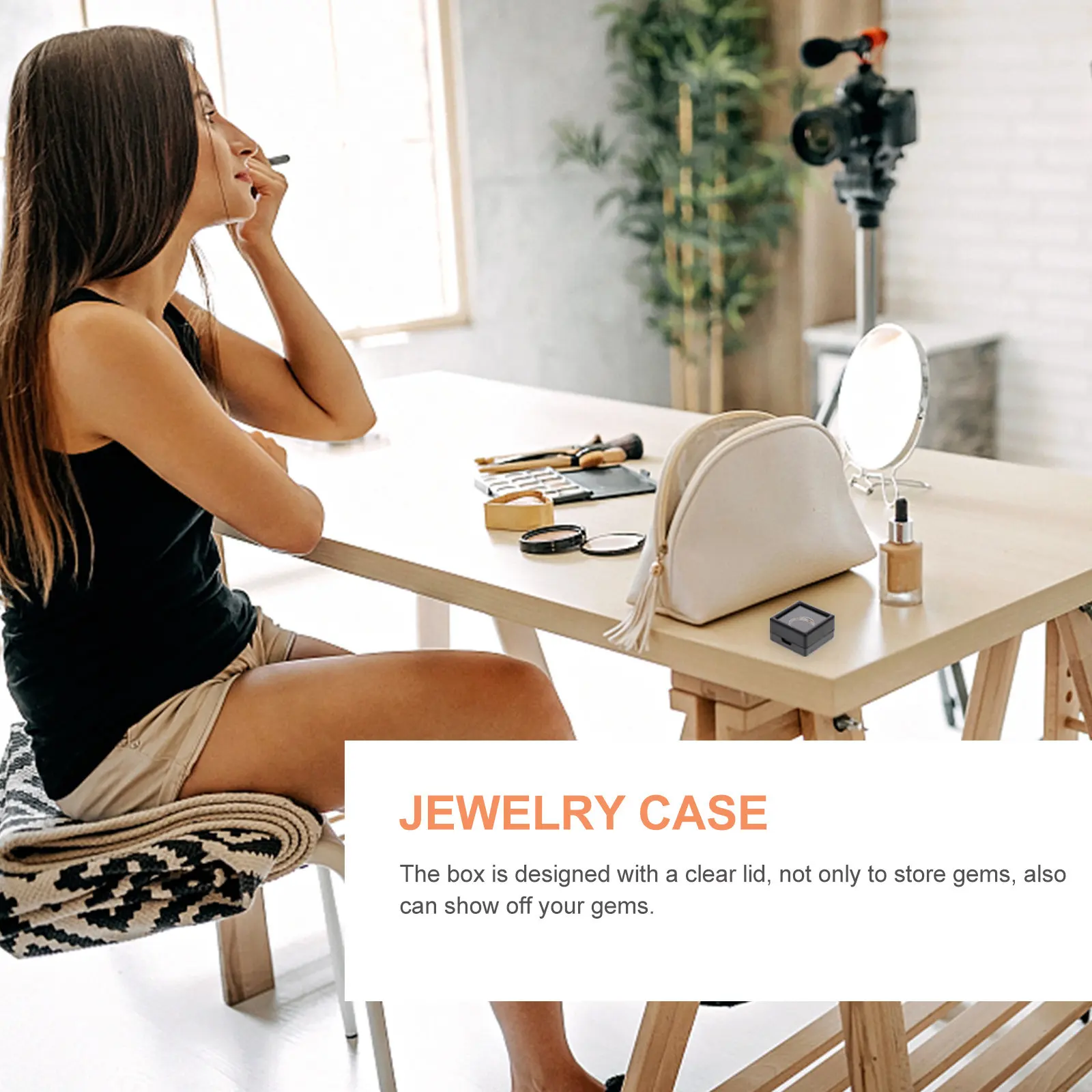 

24Pcs Gemstone Display Box Clear Lid Jewelry Case with Soft Cushion Interior Secure Snap Closure for Small Jewels Crystal Stone