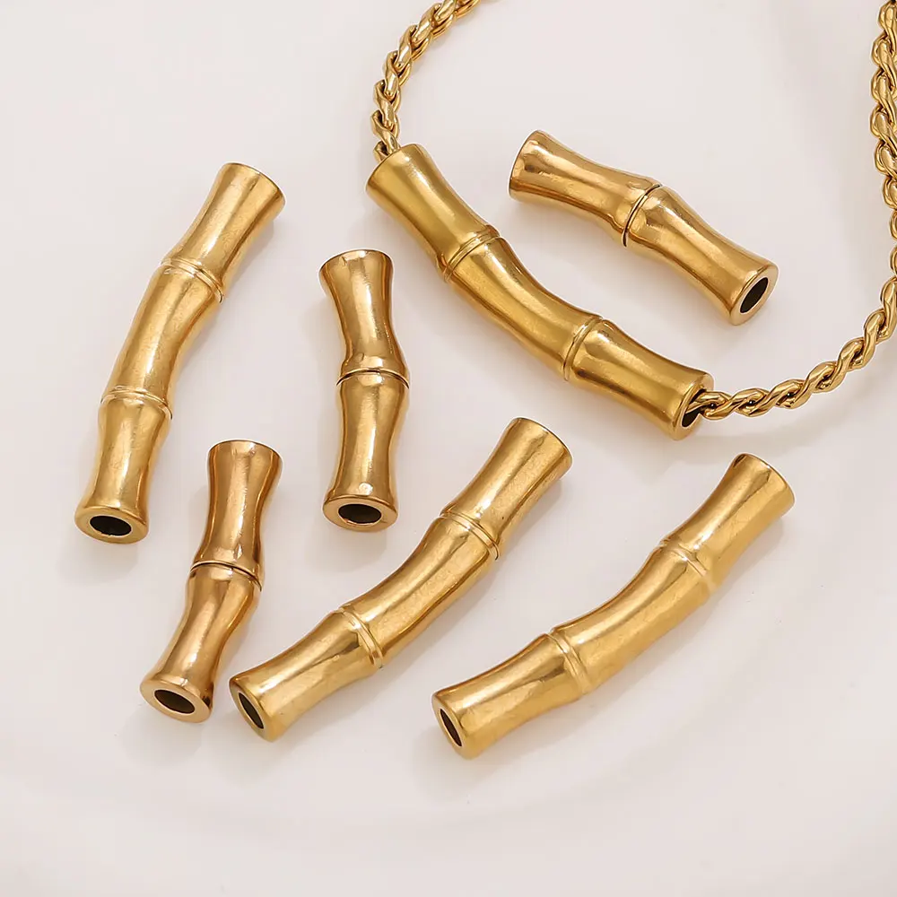 

5pcs Stainless Steel Bamboo Beads Connector DIY Jewelry Making Gold Loose Bead Charms Accessories for Bracelet Necklace Finding