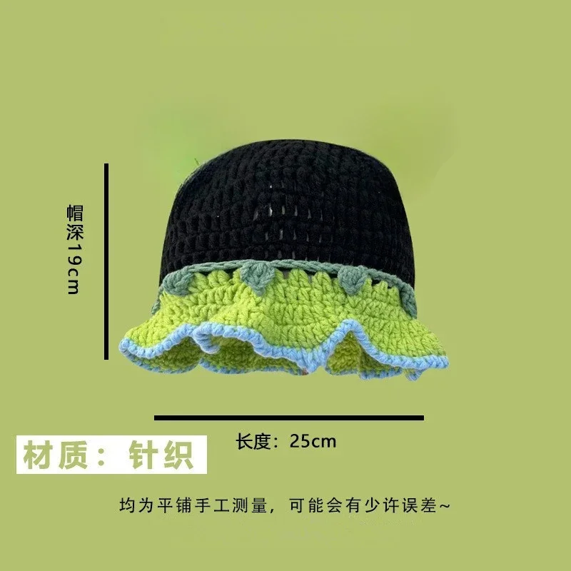 Funny Knitted Pullover Hat Women Autumn and Winter Cute Cartoon Bucket Hats Outdoor Men Fashion Hand Crocheted Fisherman Cap