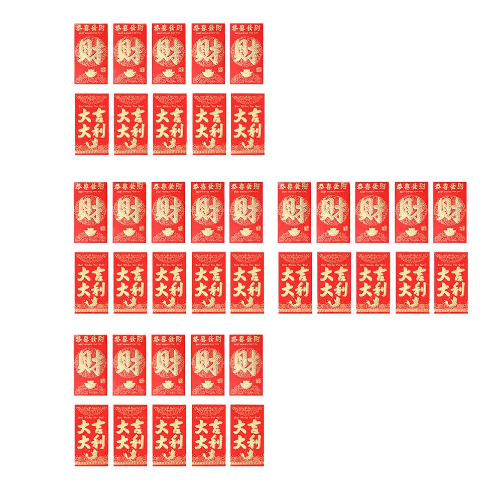 

120Pcs Gold Foil Red Packets Chinese Style Paper Red Envelopes for New Year Festival Gift Blessing Money Storage Packets