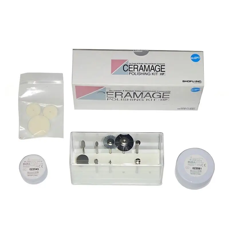 

Набор для полировки Ceramage SHOFU: Система для финишной обработки композитных материалов в зуботехнической лаборатории, полировщик для коронок, мостов, виниров и интарсий HP