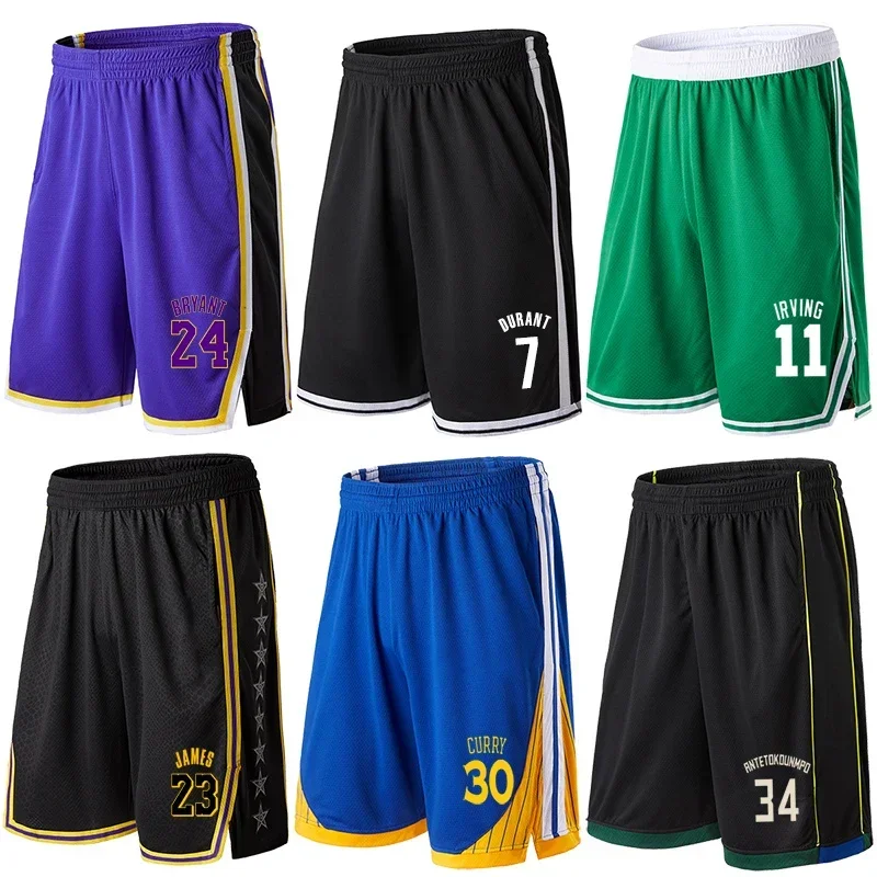 NBA hombres mujeres deportes de verano baloncesto pantalones casuales sueltos transpirables de secado rápido que absorben el sudor entrenamiento pantalones cortos de gran tamaño