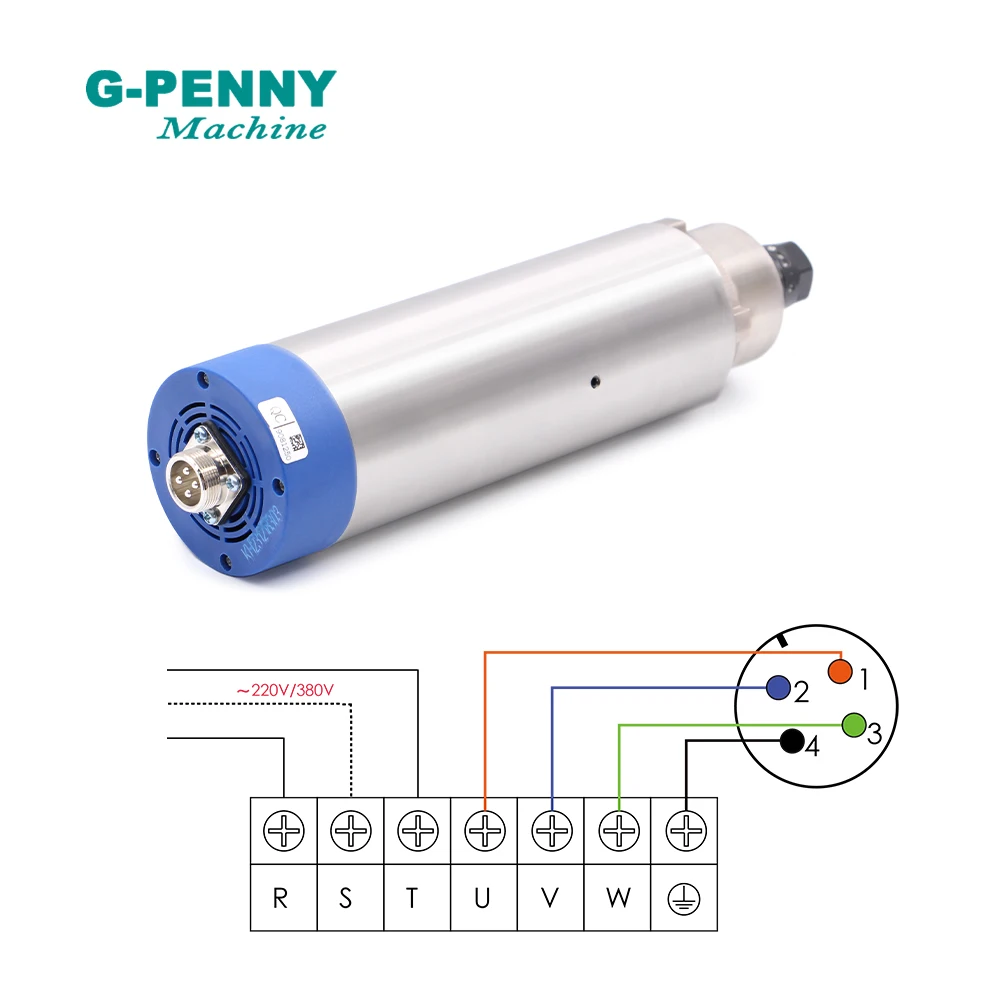 New Arrival! g-penny 1.5KW ER16 D65 Air cooled spindle motor  65x258mm 220v/380v 4pcs ball bearings Wood Working