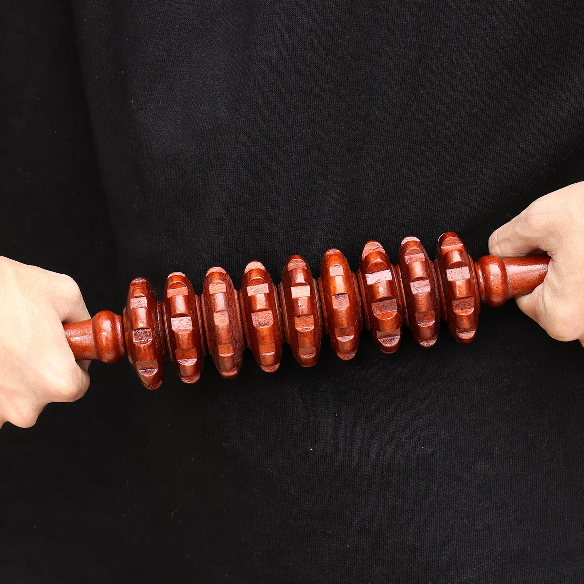 Wooden Roller Massager High-Density Dark Red Wood Full Neck Shoulder Yoga Relaxation Wheel Stick Massage Tool For