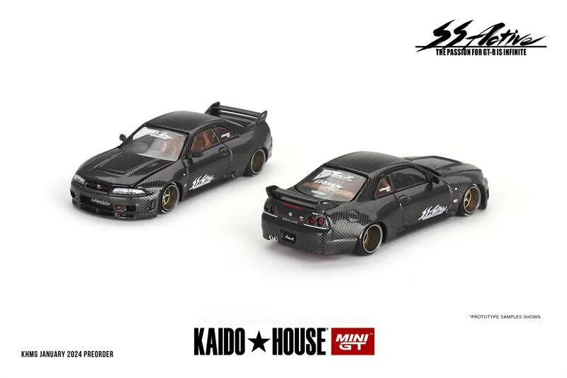 

Kaido House x MINI GT 1:64 Skyline GT-R (R33) Литая под давлением модель автомобиля Active Carbon R