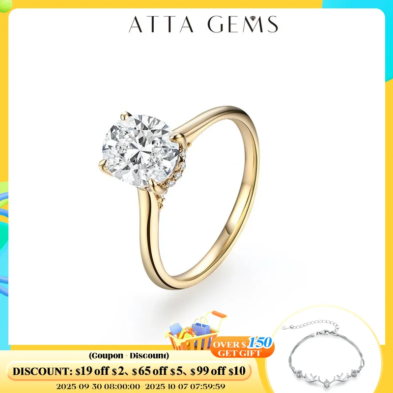 

ATTAGEMS овальной огранки 9*7 мм D VVS1 цвет сплошной настоящий золотой 18k Муассанит кольцо ювелирные изделия для женщин помолвка Свадьба Женский подарок роскошь