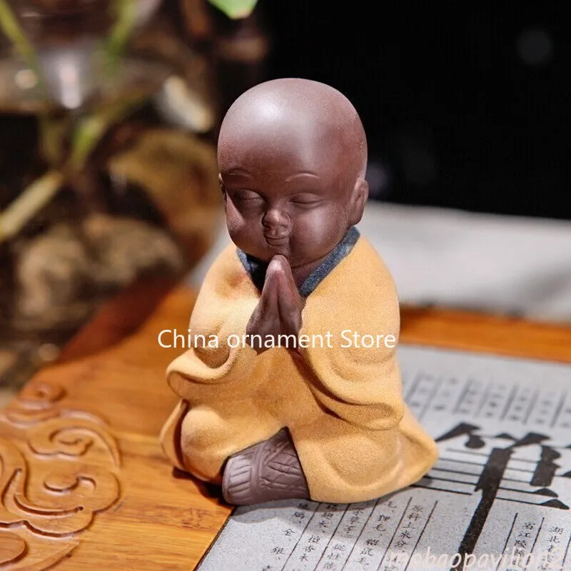 New Yixing Zisha Tea Pet Home Ornament Handmade Buddhist Statue Small Monk