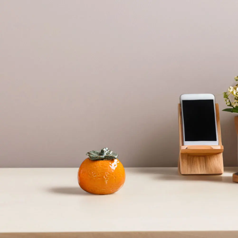 

2Pcs Ceramic Orange Shaped Jars Nordic Style Decorative Storage Container for Home Kitchen Counter Photography Props