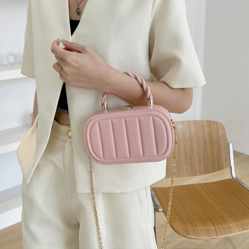 New Fashion Women's Crossbody Bag PU Leather Simple Ladies Chain Shoulder Bag Luxury Design Street Casual Girls Handbag
