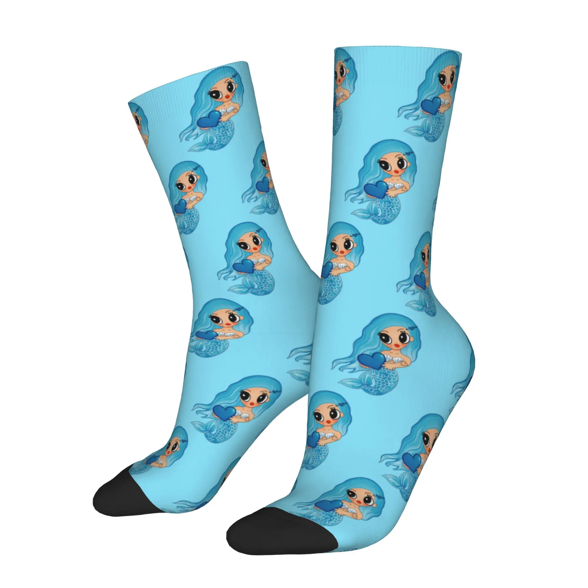 Karol G Blue Mermaid Socks Men Women Polyester Fashion  Socks Harajuku Spring Summer Autumn Winter Middle Tube Socks Gifts