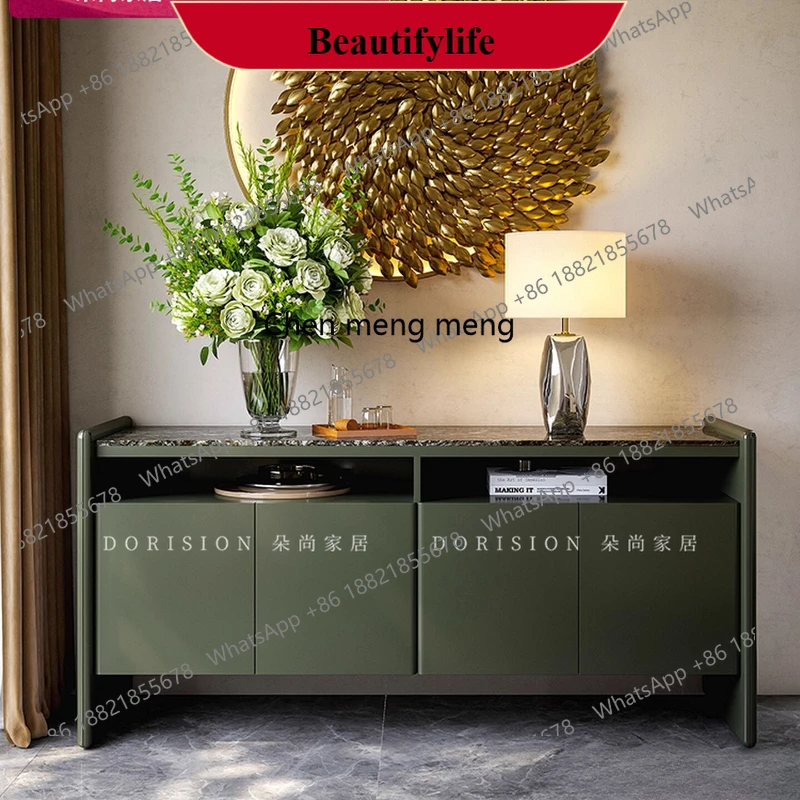 

E153 Italian minimalist dining side cabinet natural luxury stone storage decorative cabinet entrance hall entrance cabinet