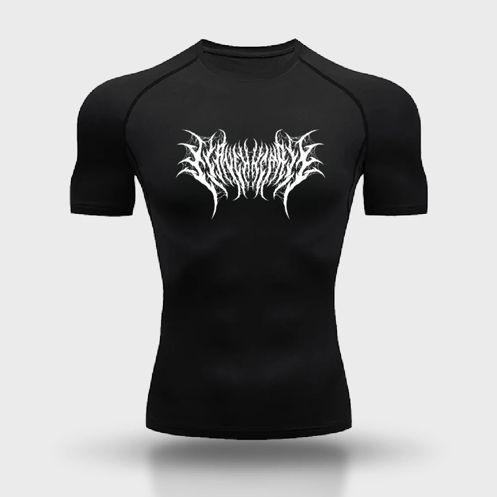 

Men's Compressed Shirt Sports Quick Dry Fitness T-shirt Tight Sweat Adsorption Jogging Outdoor Printed Short Sleeve S-3XL