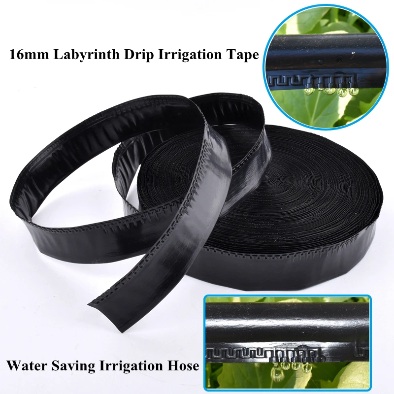 20~100m 16*0.2mm Labyrinth Drip Irrigation Hose Hose Agricultural Rain Drip Irrigation Tape Garden Water Saving Irrigation Belt