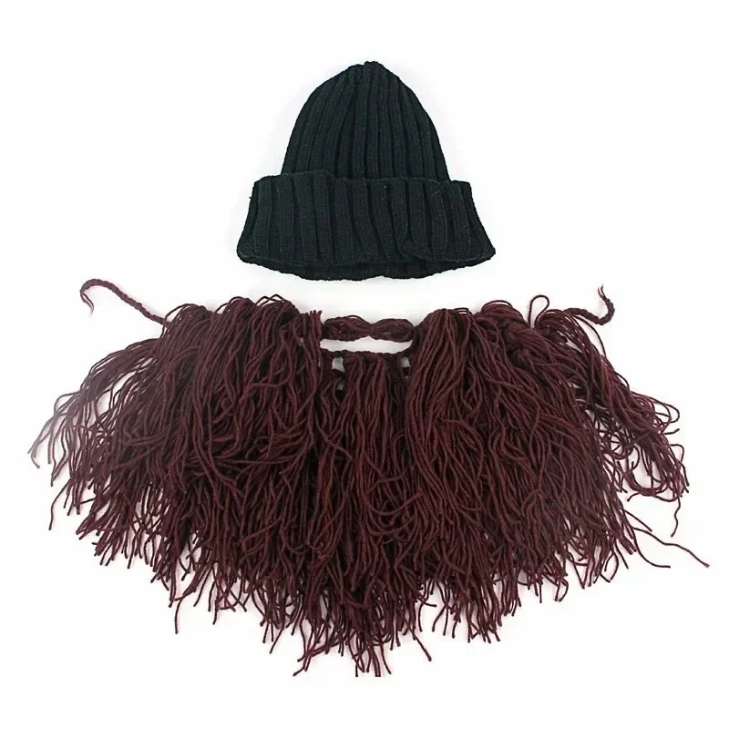 Creative New Funny Handmade Winter Wool Mustache Knitted Hats Pirate Face Mask Wig Beard Beanies Bonnet Caps Wholesale