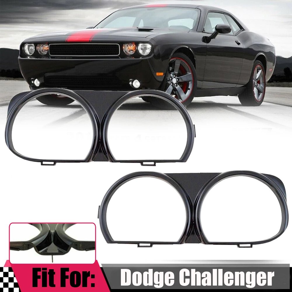 

Black Front Headlight Lamp Bezel Trim LH LF & RH RF Pair for Dodge Challenger New Exterior Parts Car Decoration Accessories