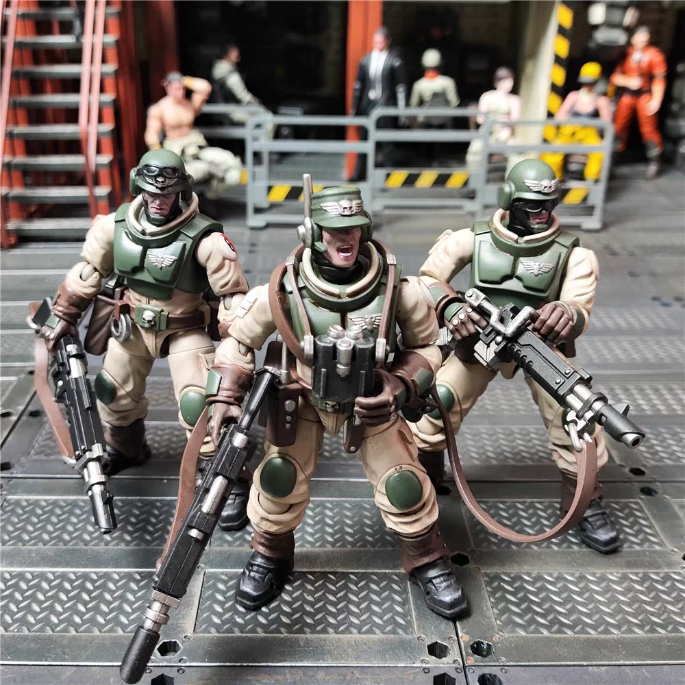 【Op voorraad】JOYTOY Warhammer 40K Astra Militarum Ordnance Team met Bombast Field Gun Malleus Rocket Launcher 1/18 Action Figure