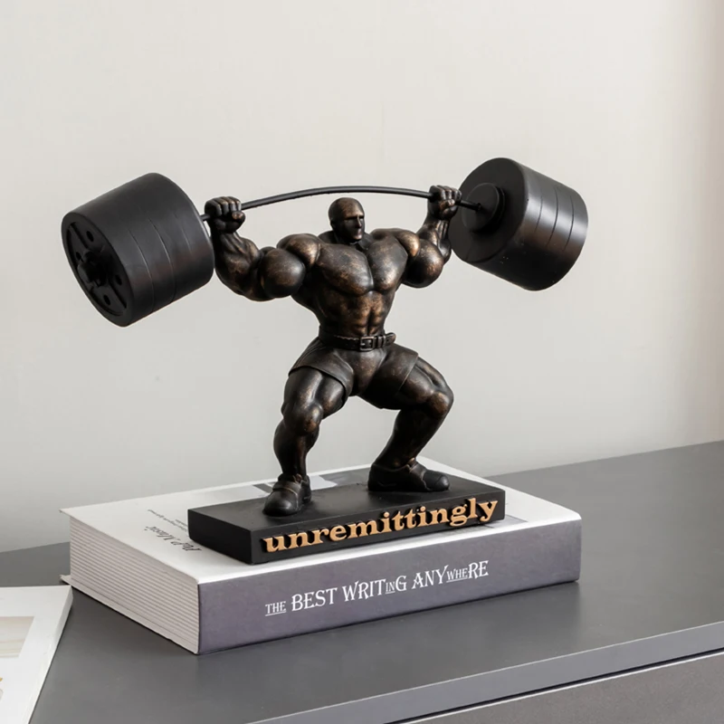 

Home Decorative Figures Weightlifter Statue Ornaments Creative Resin Crafts Tabletop Decoration Handicraft Gifts Room Decor