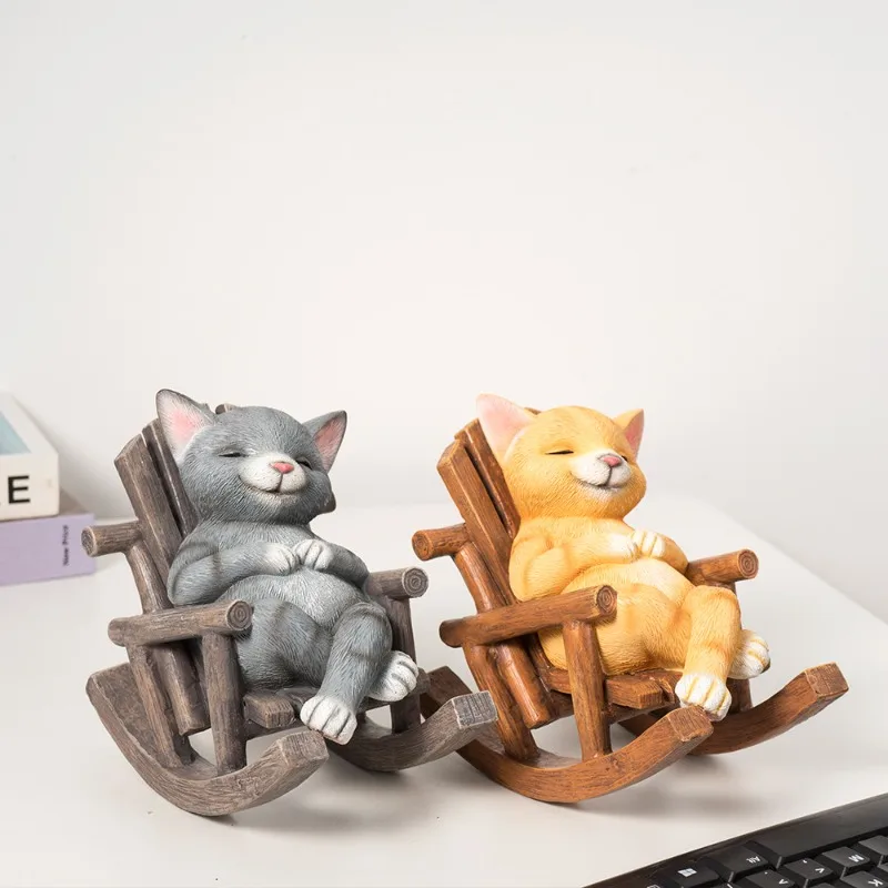 2025 جديد كرسي القط الكلب الحيوان الراتنج الديكور للمنزل مكتب شفاء سطح المكتب هدية الديكور ديكور نموذج سيارة الحلي