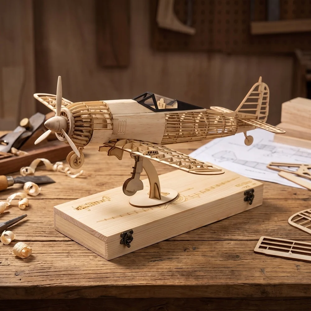 VX19 Balsa Wood Airplane Static Model Kit | DIY 3D Puzzle Desk Decor Gift for Aviation Hobbyists
