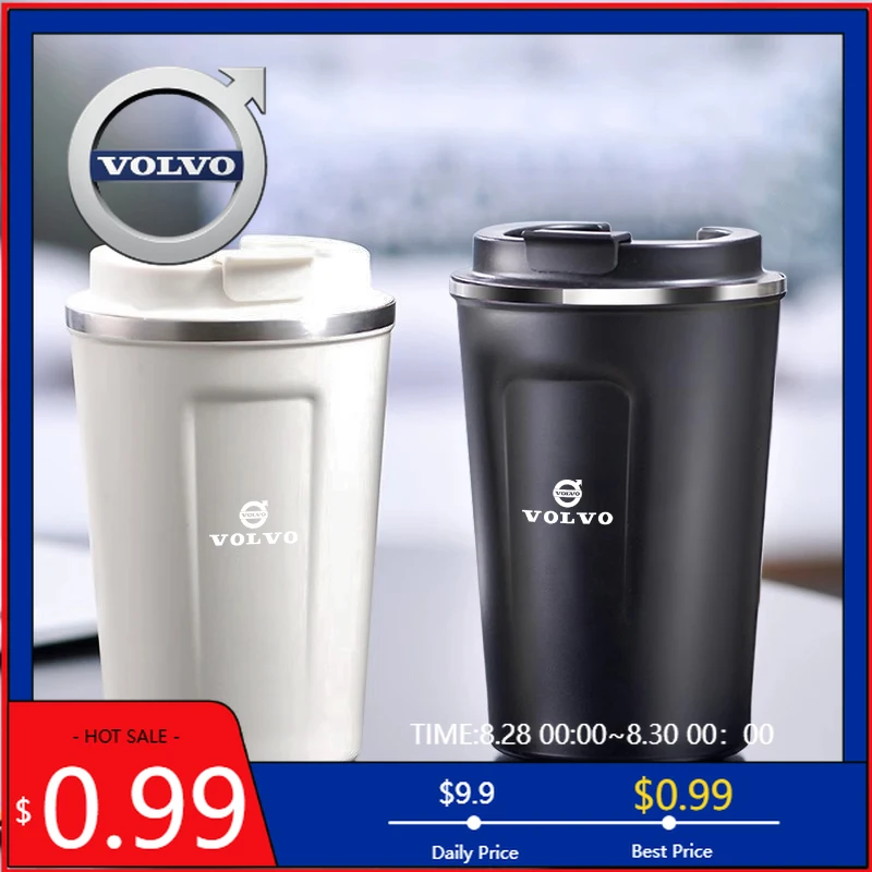 

2026 Горячие чехлы на руль Volvo, чехол-термос с логотипом автомобиля, высококачественный изолированный термос с двойными стенками, термочашка для путешествий со льдом для V