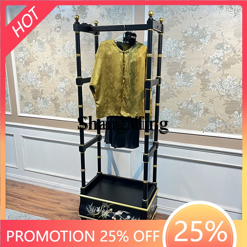 SM household high-end light luxury all-solid wood coating rack with locker paintings simple and modern