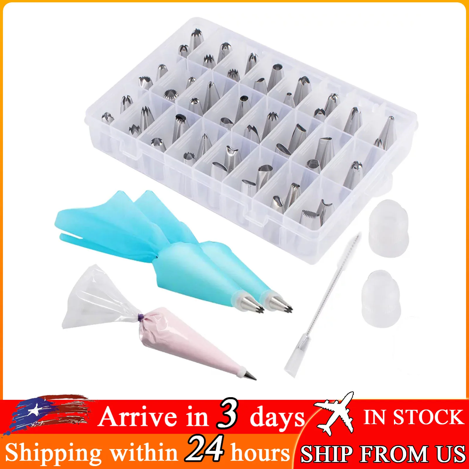 63/126Pcs Cake Decorating Set Stainless Steel Coupler Cleaning Brush Pastry Bag Cupcake Cookie Baking Tools Kitchen Accessories