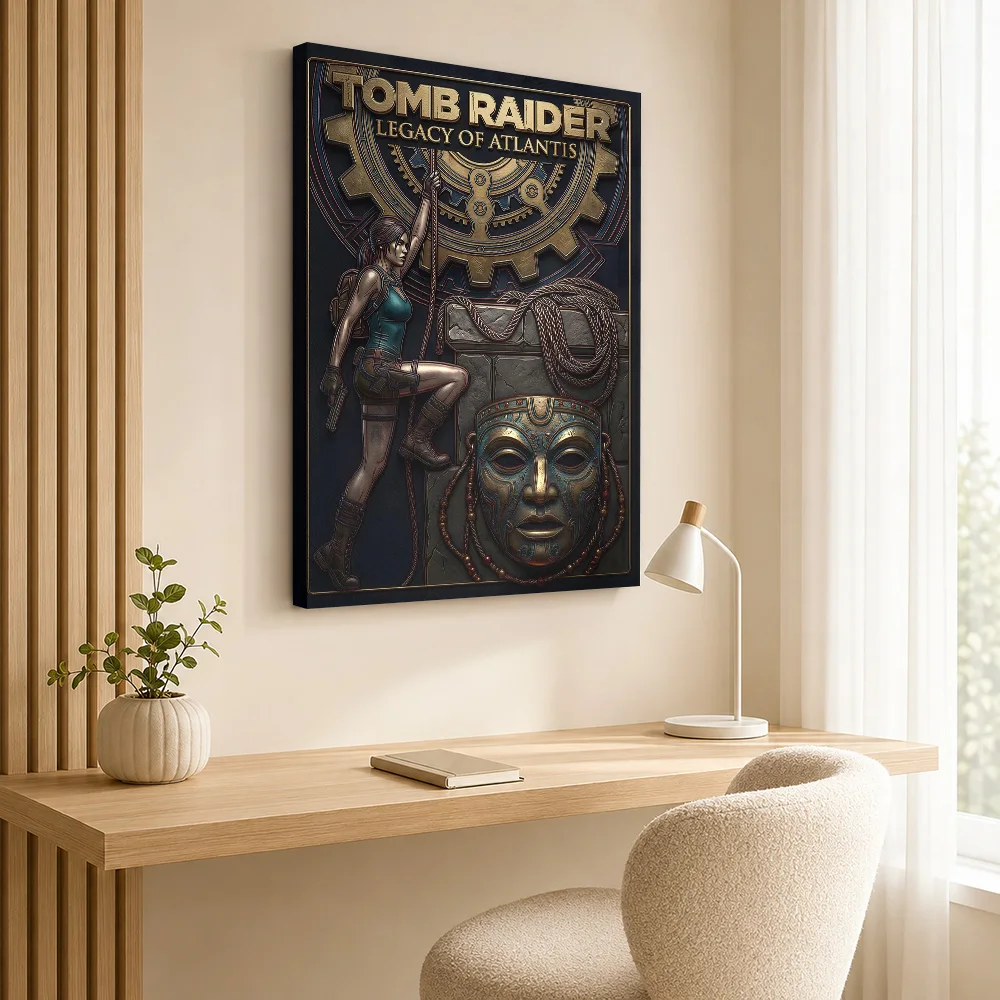 Tomb Raider Legacy Of Atlantis Framed Canvas Print Poster Personalized Modern Aesthetic Wall Art for Living Room Bedroom Decor