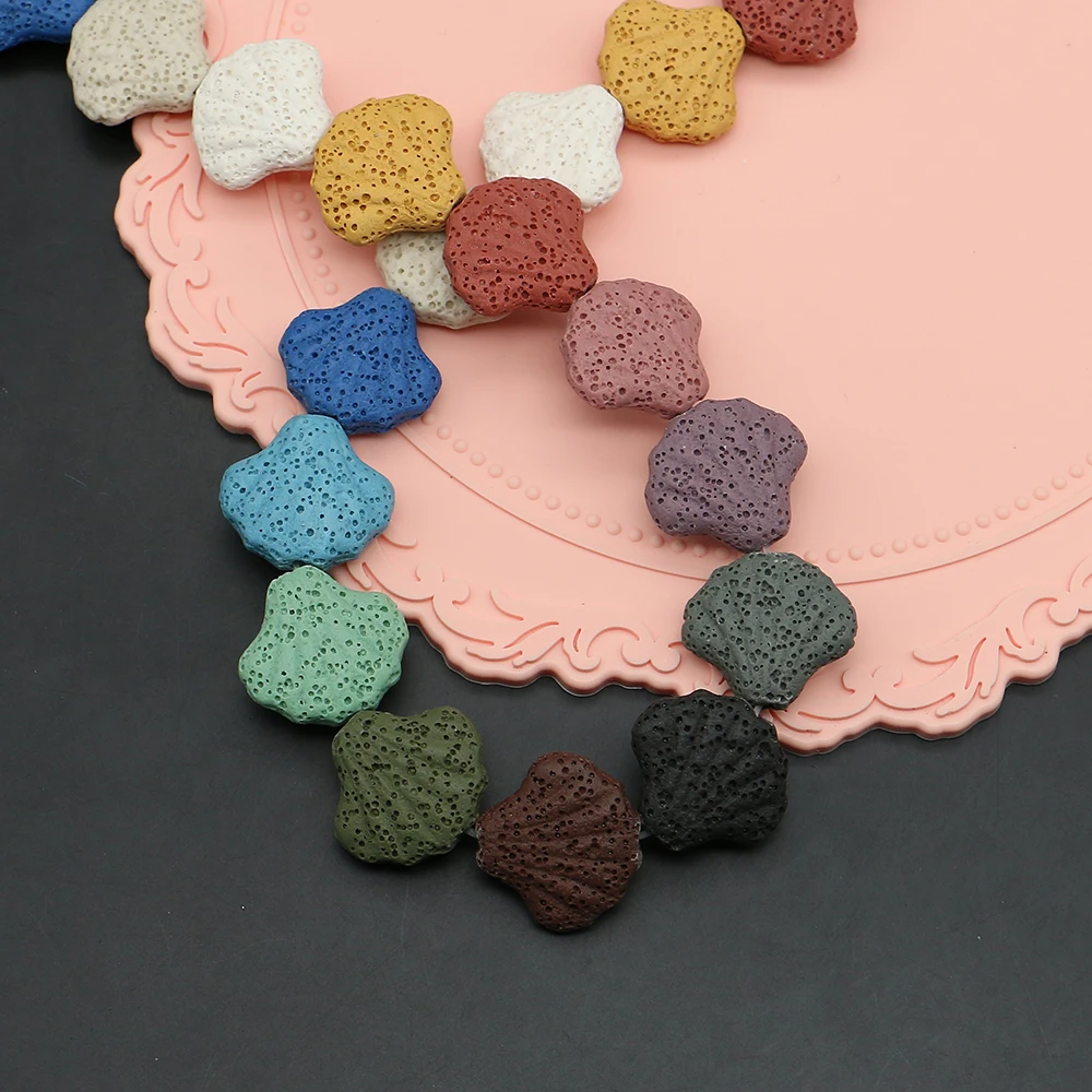 Scallop Shape Volcanic Rock Bead Mix-color Natural Stone Straight Holes Loose Bead Handmade Creative Jewelry Accessory 1 Strand