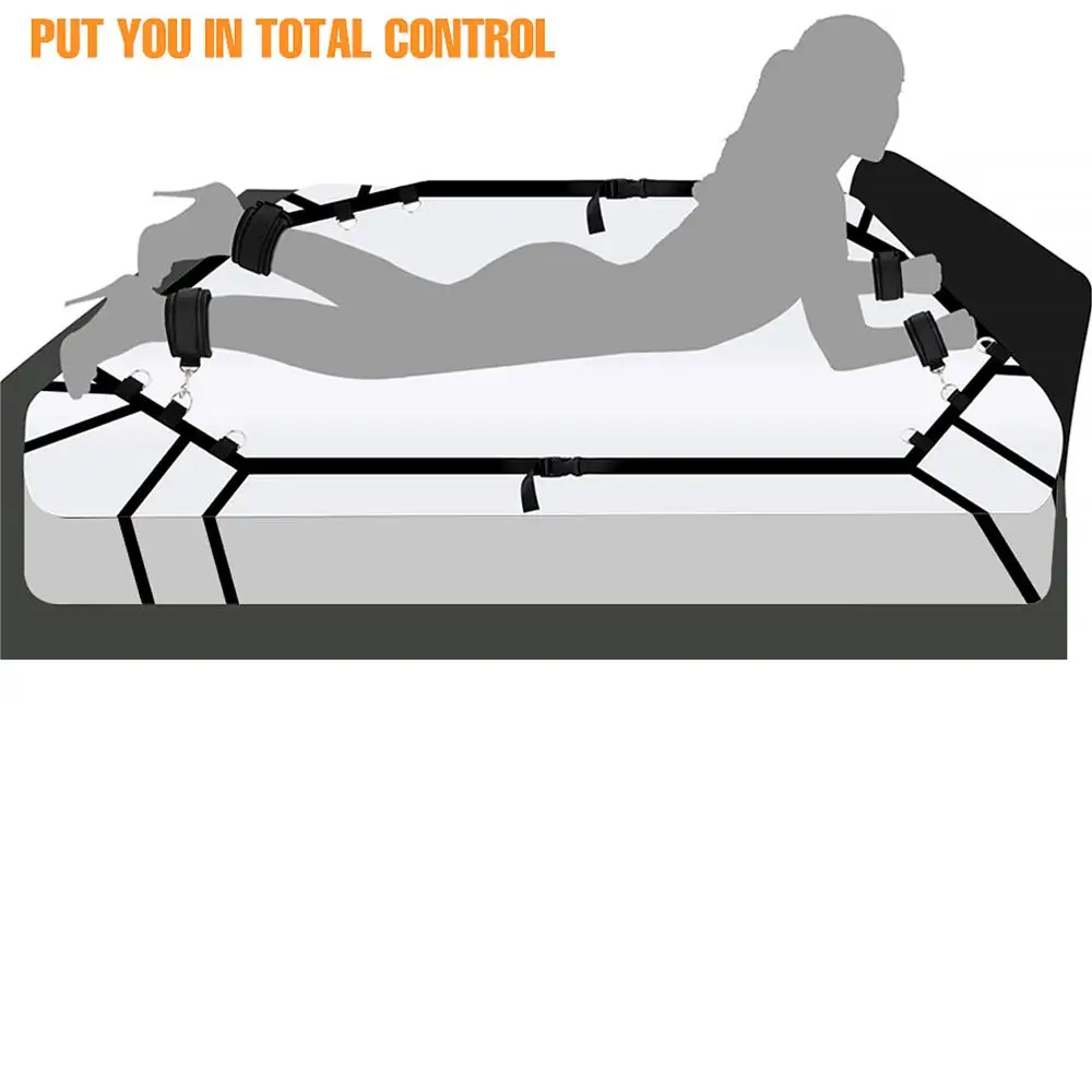 Sex Bondage Fetish Set Kit Handcuffs Sextoy Hand Legs Wrist Ankle Cuff Erotics Slave Sadomasochism Bed Restraint BDSM Adult Toy