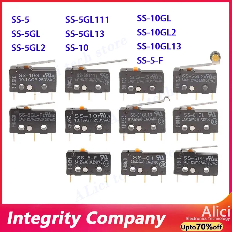 

5PCS 10PCS Original SS-5 SS-5GL SS-5GL2 SS-5GL13 3-pin small micro travel limit switch SS-5GL series