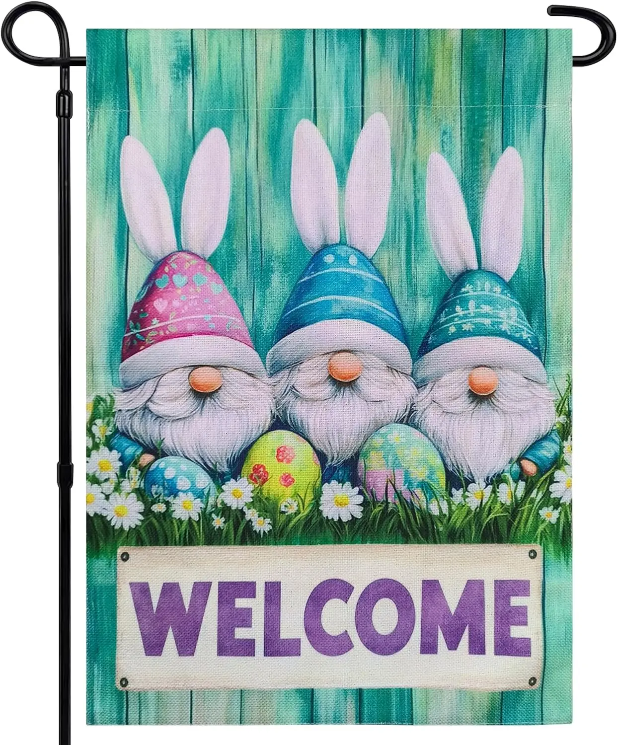 FLAGWIN Easter Garden Flag 12X18 Inch Double-Sided, Happy Easter Decorations for Outside, Welcome Easter Bunny Eggs Spring G zzo