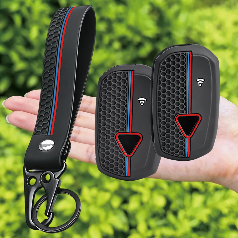 For Triumph Speed Triple RS Tiger 1200 Rocket 3 silicone motorcycle key fob cover with long wrist strap and swivel clip