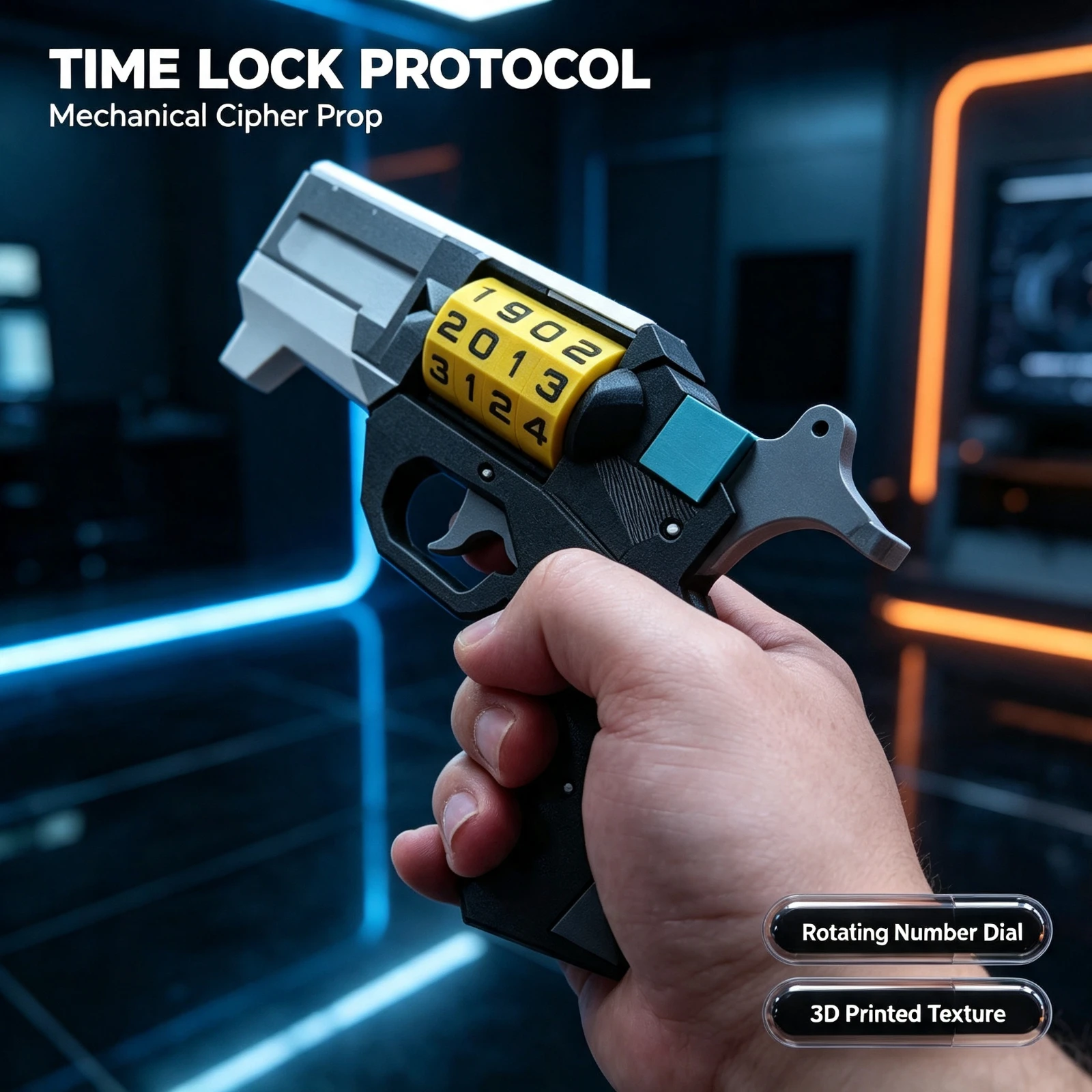 3D Printed Time Gun Cosplay Prop Hammer Trigger Action Toy, Movie Replicas Weapons Accessory For Adults Kids Birthday Gift Decor