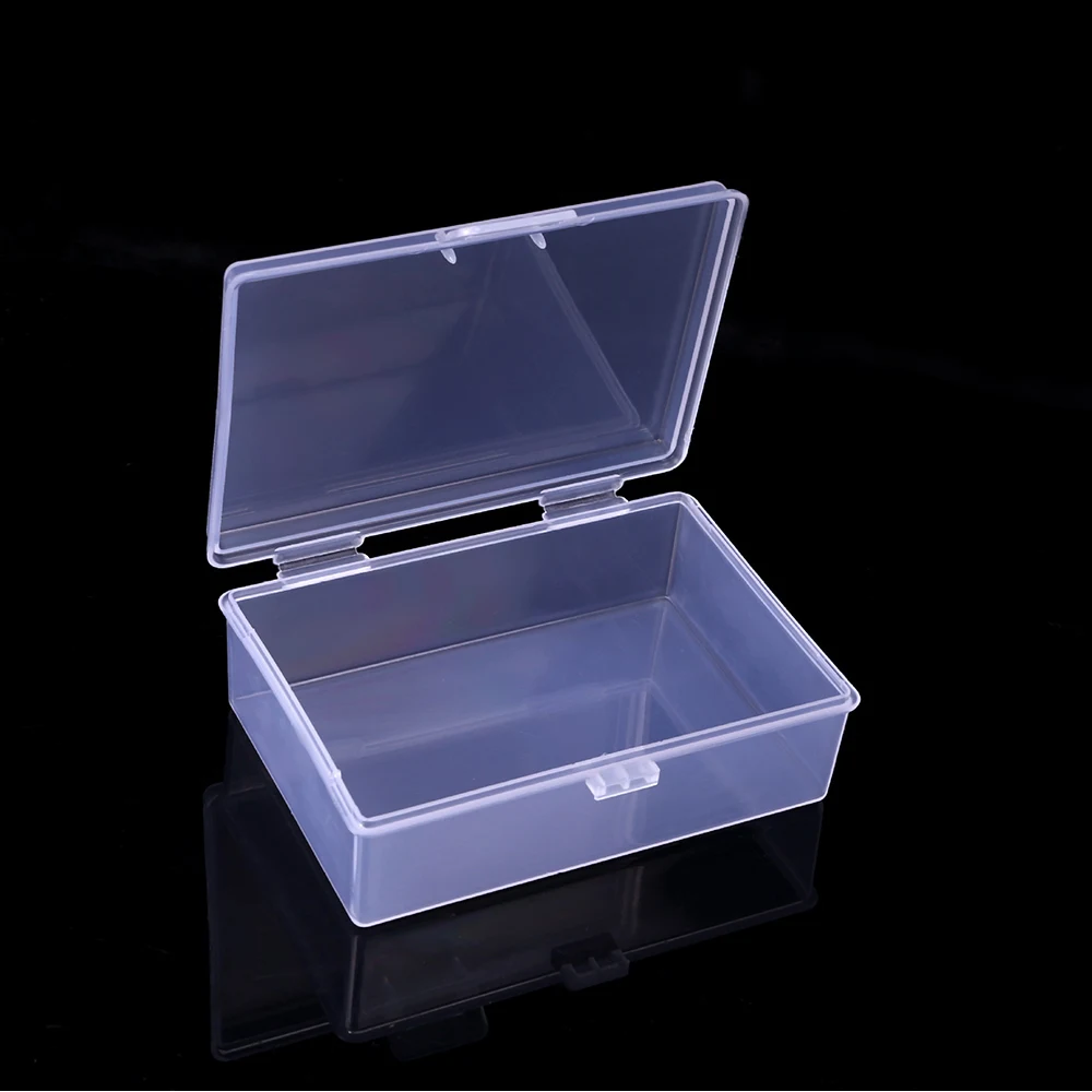 Mini cajas rectangulares de plástico para almacenamiento de tarjetas, caja de herramientas transparente práctica, estuche de joyería de cuentas,