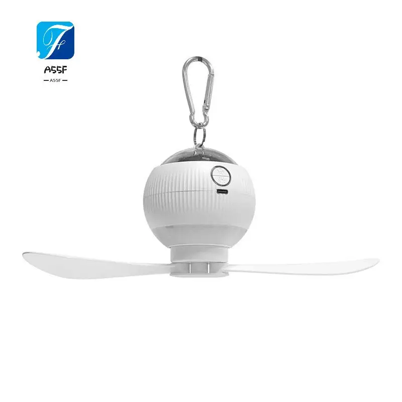 A55F-Ceiling Fans With Lights & Starry Projection, LED Hanging Camping Fan With Remote & Timer, 3600Mah Rechargeable Battery