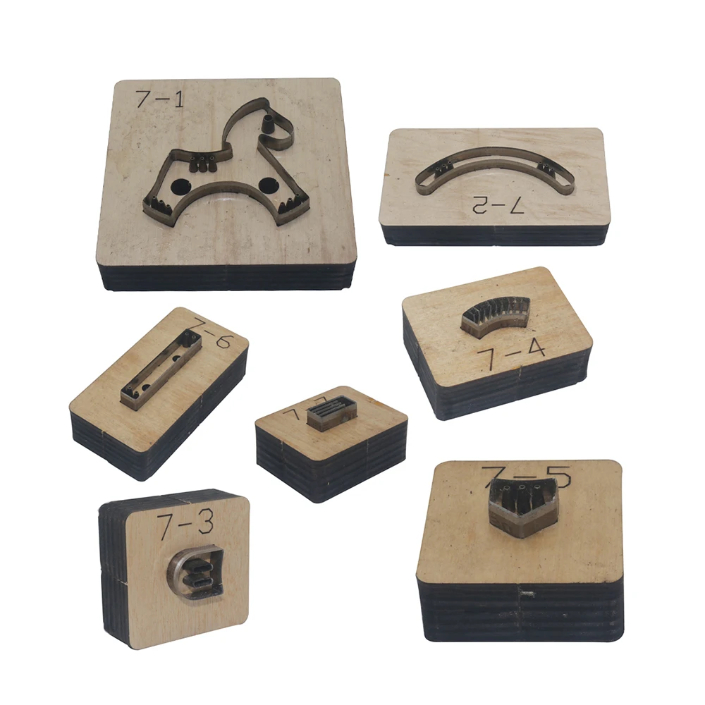 7 Pcs Rocking Horse Embossing Wooden Mold Cutting Dies for Leather Cut Stencil Template Leathercraft Making Tool Craft Supplies