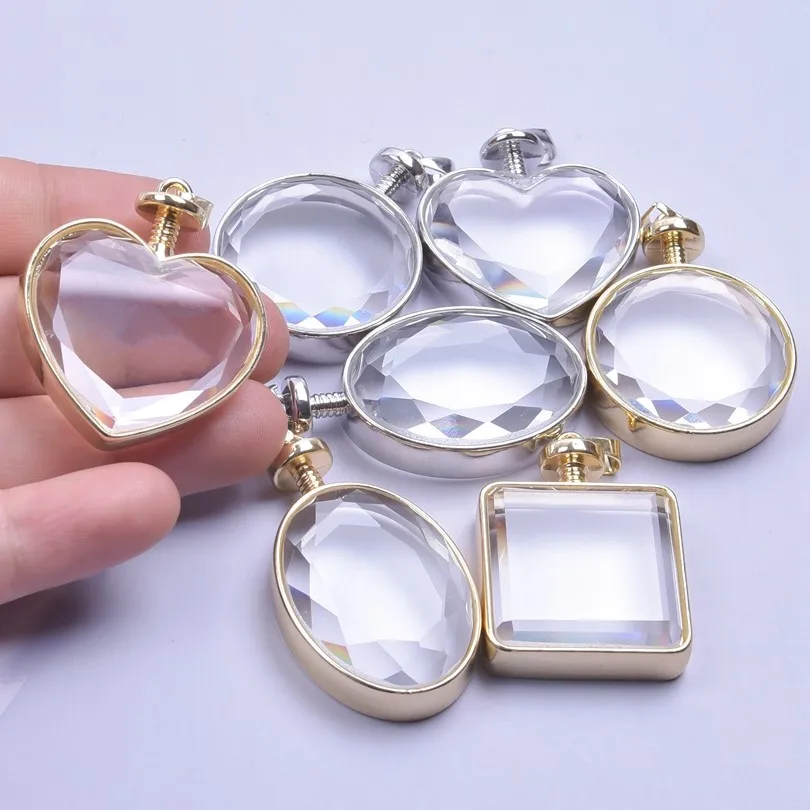 1pc/2pcs Round Heart Memory Relicario Locket Pendant For Women Frame Floating Medaillon Charm DIY Living Picture Pendant Jewelry