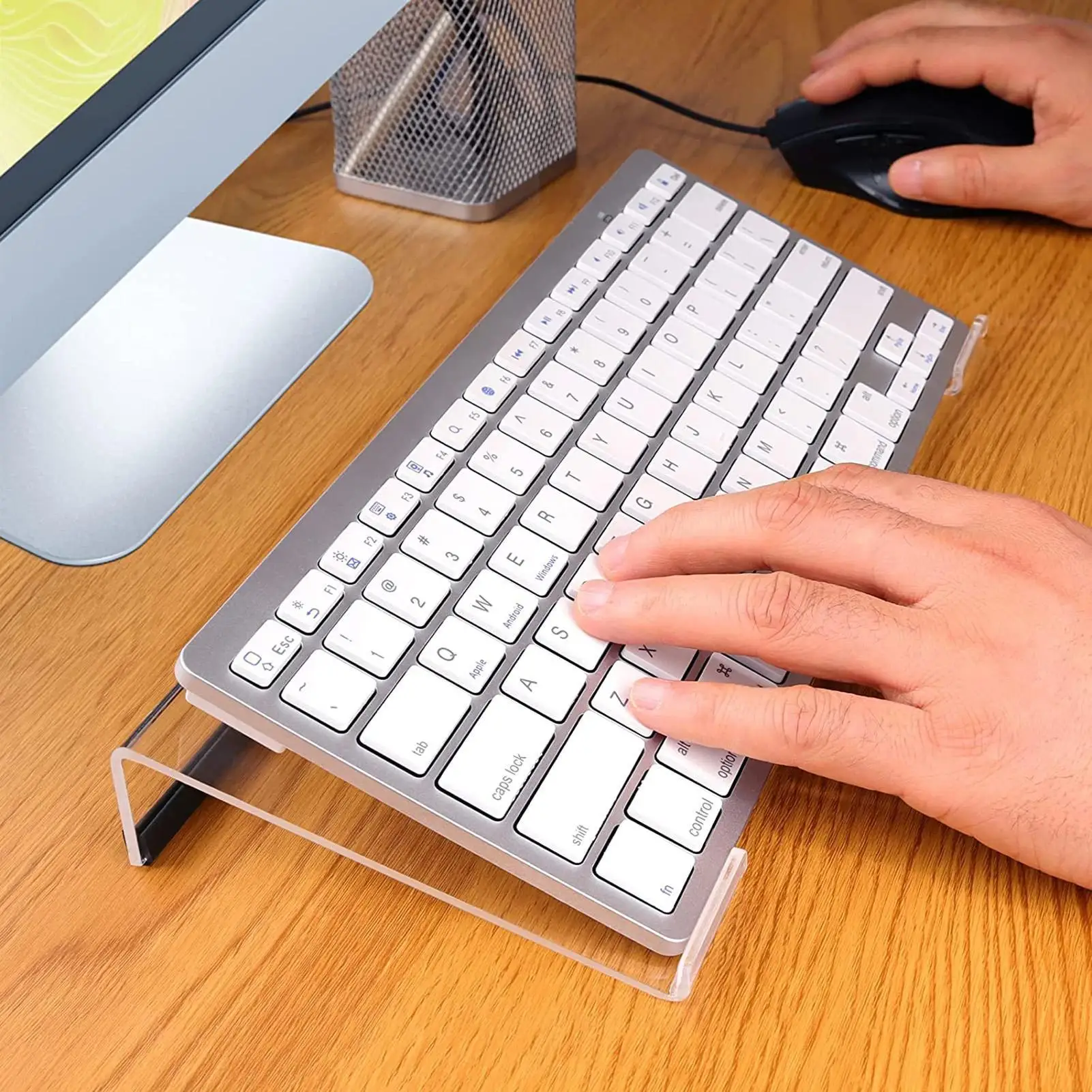 1pc Clear Acrylic Keyboard Stand - Ergonomic TiltedDesign | Transparent Non-slip Tray For Home/Office Durable Material