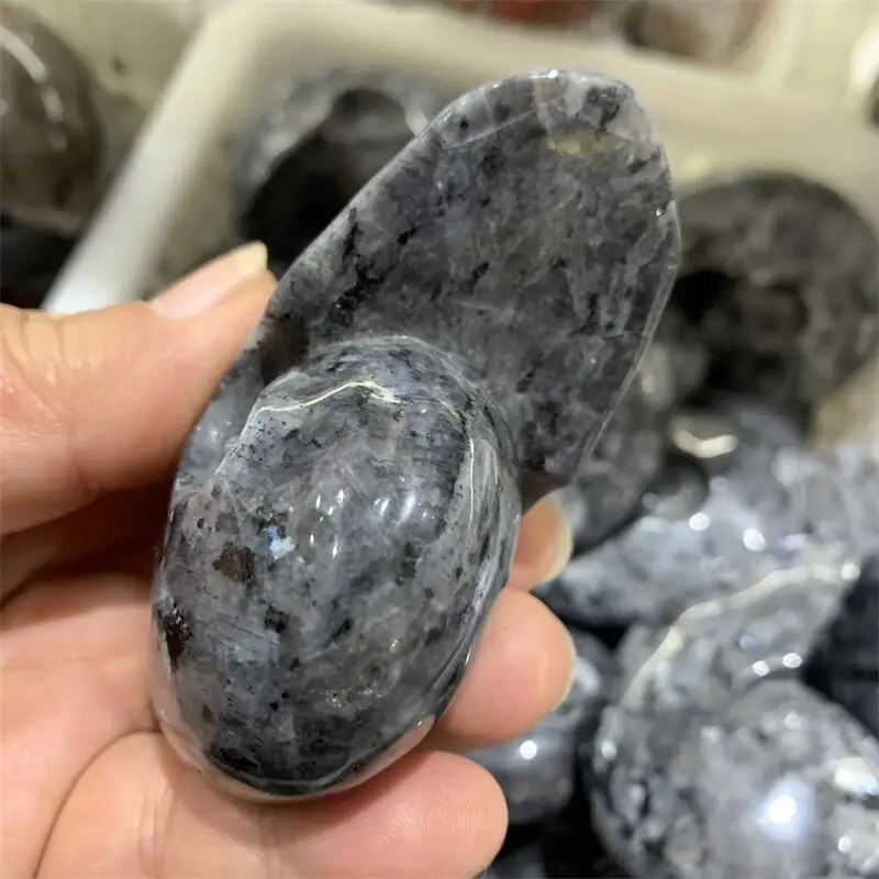 Natural Larvikite Snail Shell Carving Chakra Reiki Healing Statue Fengshui Home Decor Gift - Unique Shell Sculpture view 3