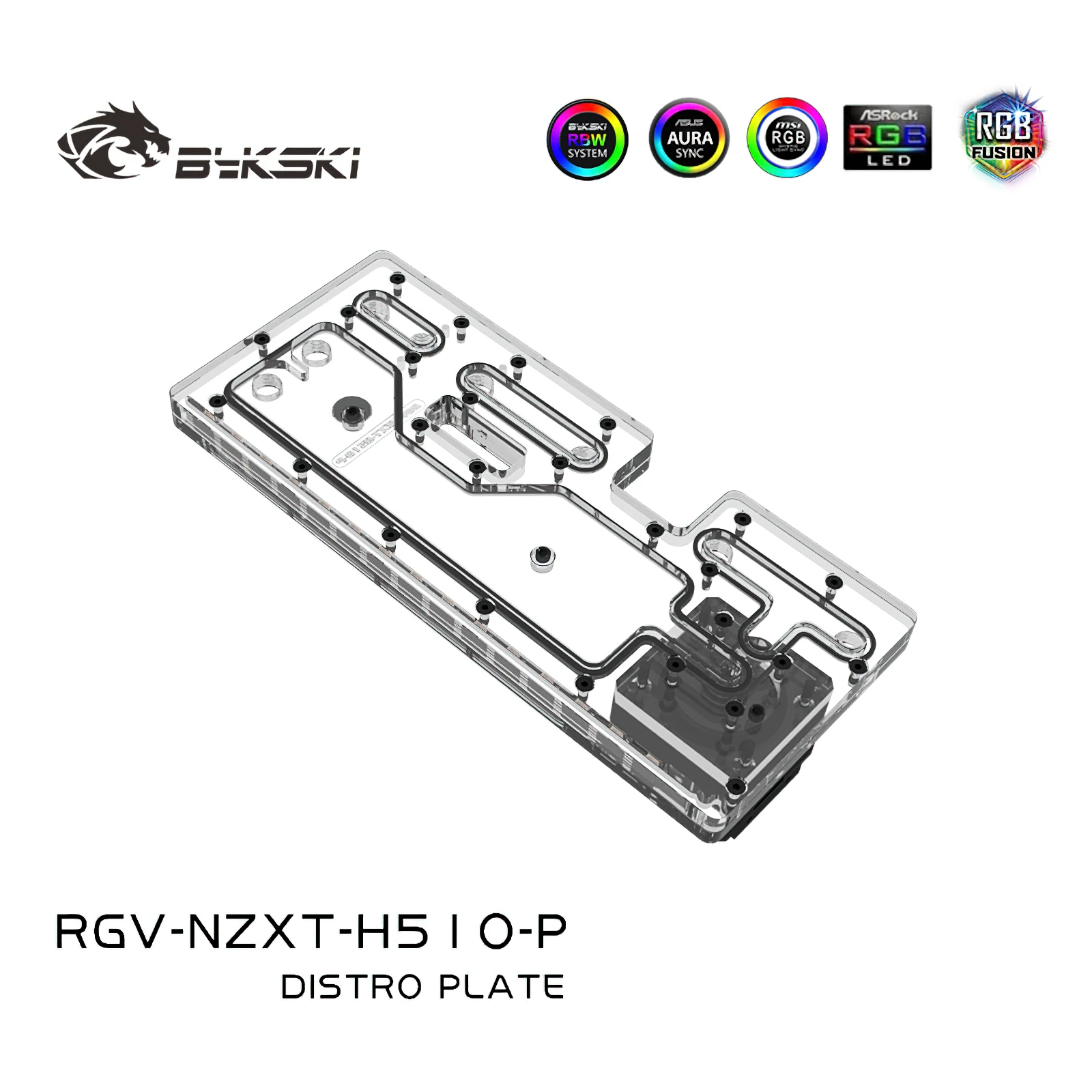 Bykski RGB Water Cooling Distro Plate Reservoir for NZXT H510 Flow Chassis RGV-NZXT-H510-P